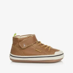 Tip Toey Joey Baby Boys Brown Leather High-Top Trainers New