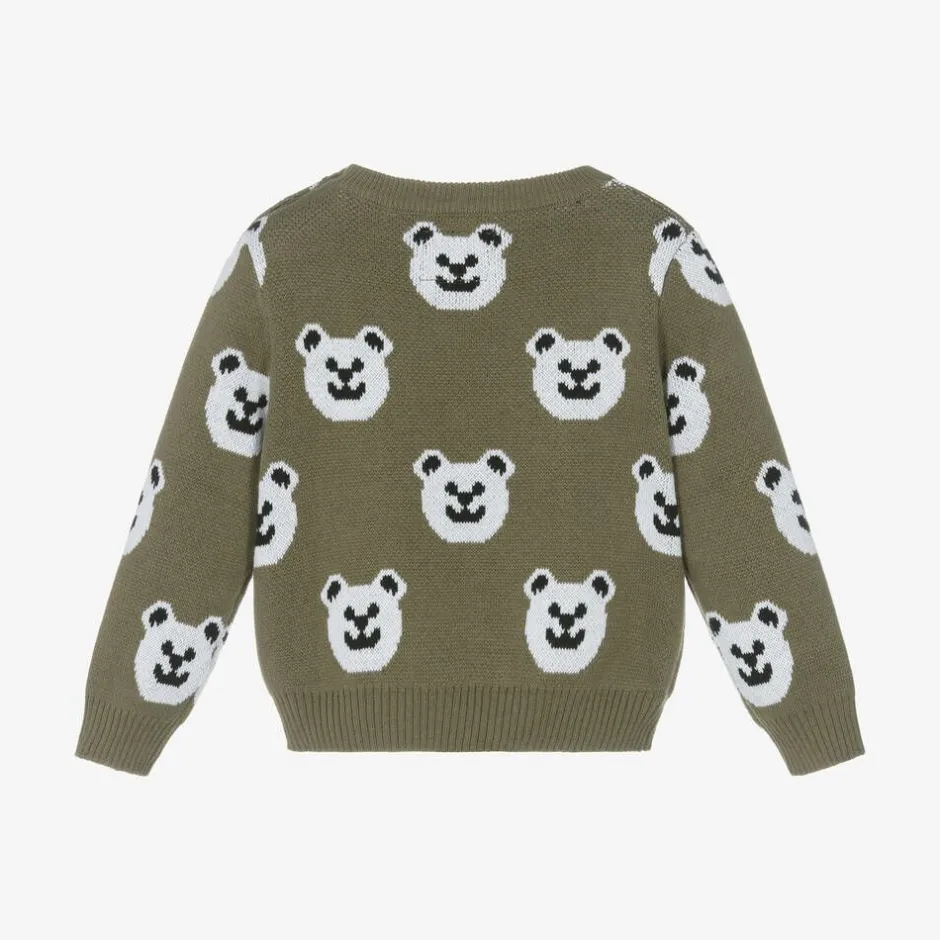 Guess Baby Boys Green Cotton Bear Sweater