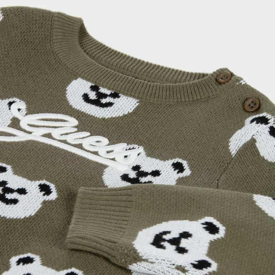 Guess Baby Boys Green Cotton Bear Sweater