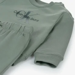 Calvin Klein Baby Boys Green Cotton Monogram Tracksuit Outlet