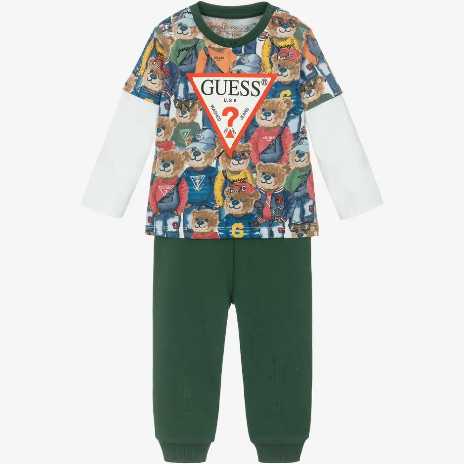 Guess Baby Boys Green Cotton Trouser Set Online