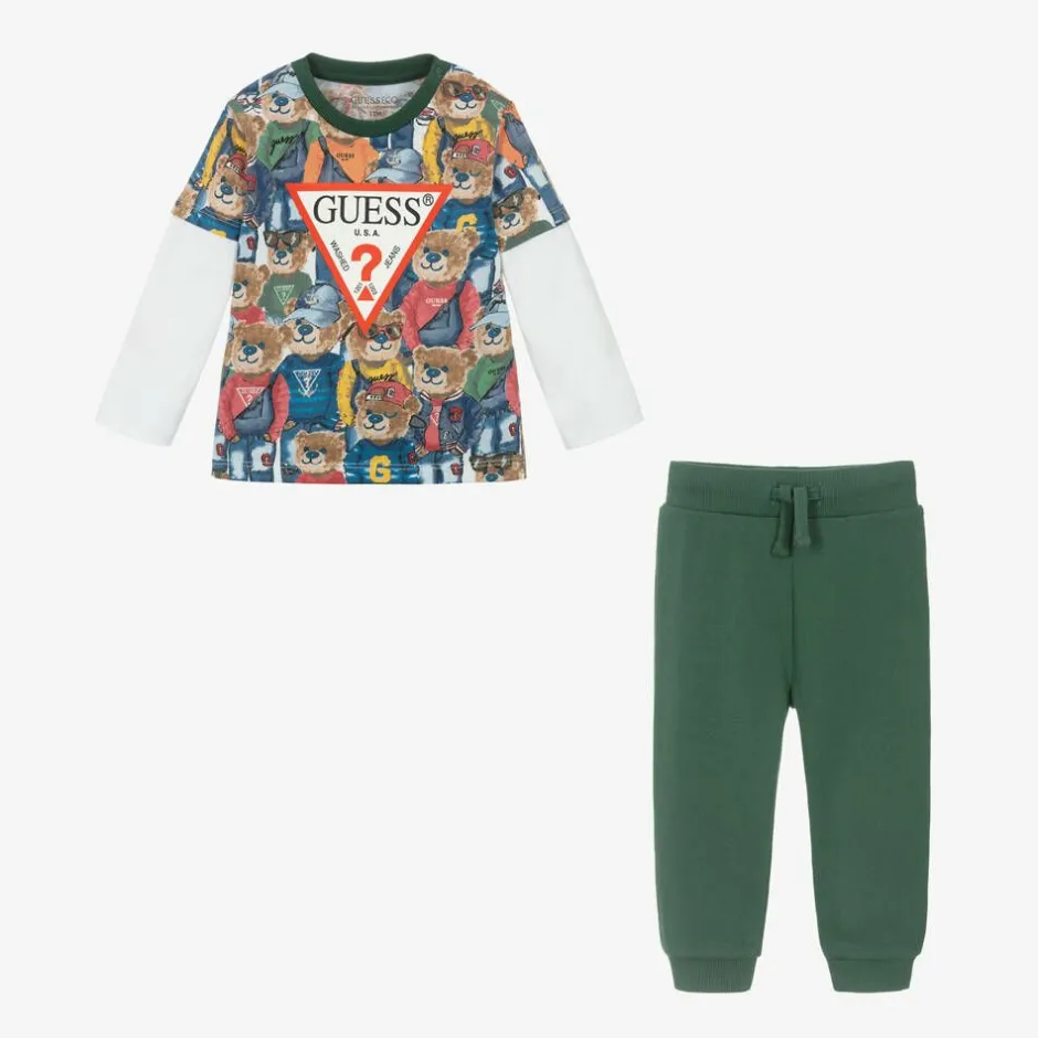Guess Baby Boys Green Cotton Trouser Set Online
