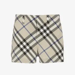 Burberry Baby Boys Grey Check Cotton Shorts Hot