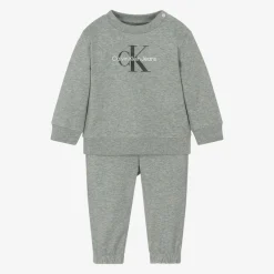 Calvin Klein Baby Boys Grey Cotton Monogram Tracksuit Best