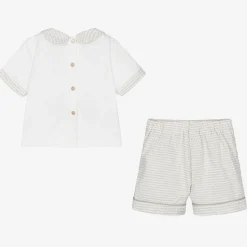 Beau KiD Baby Boys Ivory & Beige Cotton Buster Suit Sale
