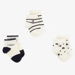 Tommy Hilfiger Baby Boys Ivory Cotton Socks (3 Pack) Hot