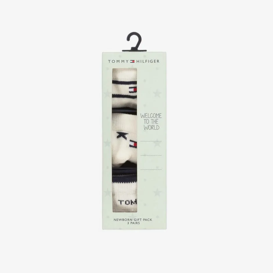 Tommy Hilfiger Baby Boys Ivory Cotton Socks (3 Pack) Hot
