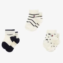 Tommy Hilfiger Baby Boys Ivory Cotton Socks (3 Pack) Hot