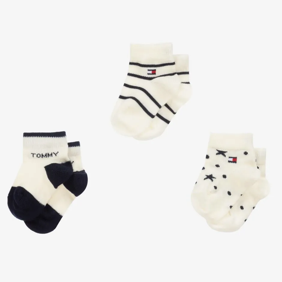 Tommy Hilfiger Baby Boys Ivory Cotton Socks (3 Pack) Hot