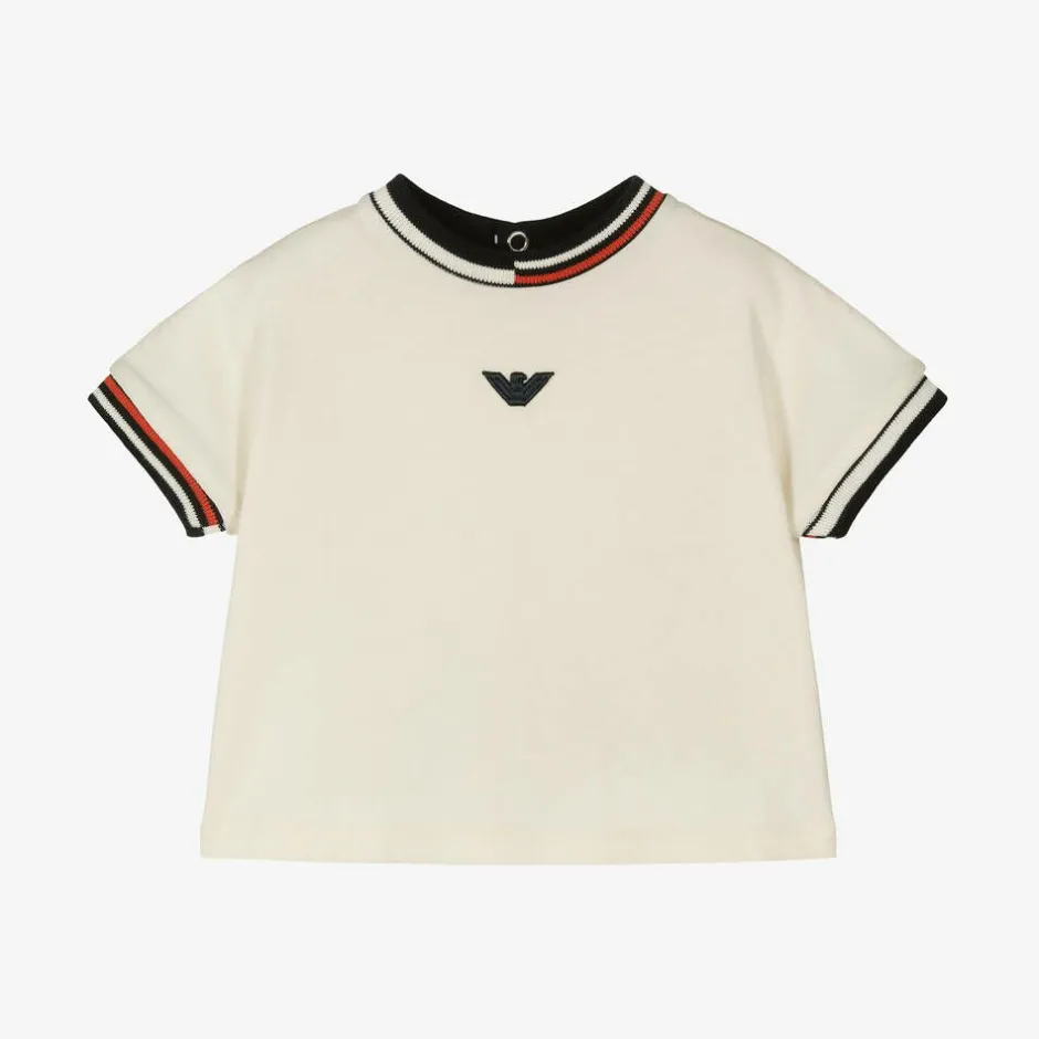 Emporio Armani Baby Boys Ivory Cotton T-Shirt Hot