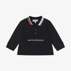 Emporio Armani Baby Boys Navy Blue Cotton Polo Shirt Clearance