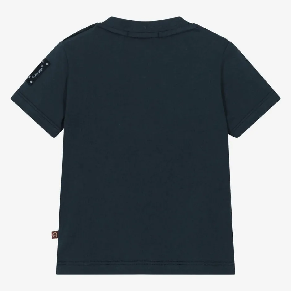 AIGNER Baby Boys Navy Blue Cotton T-Shirt Sale