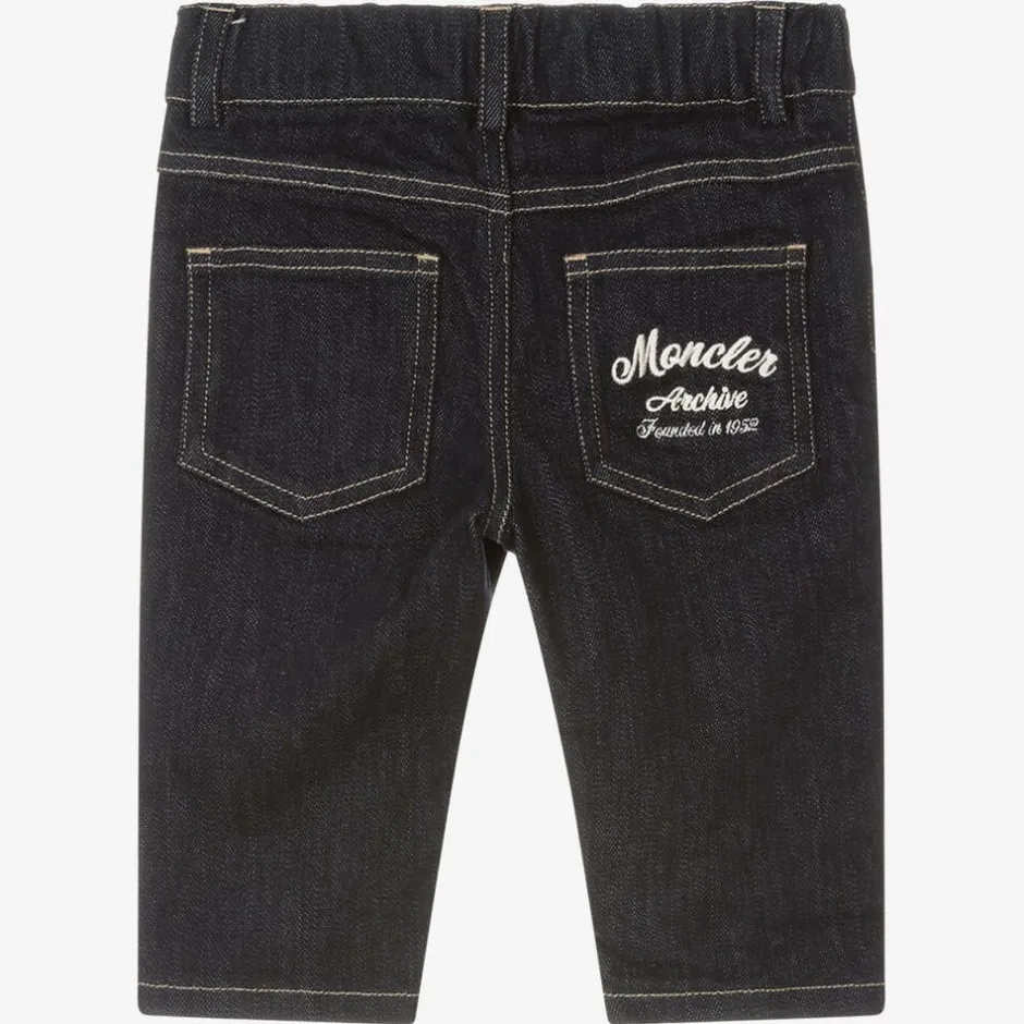 Moncler Enfant Baby Boys Navy Blue Embroidered Denim Jeans Hot