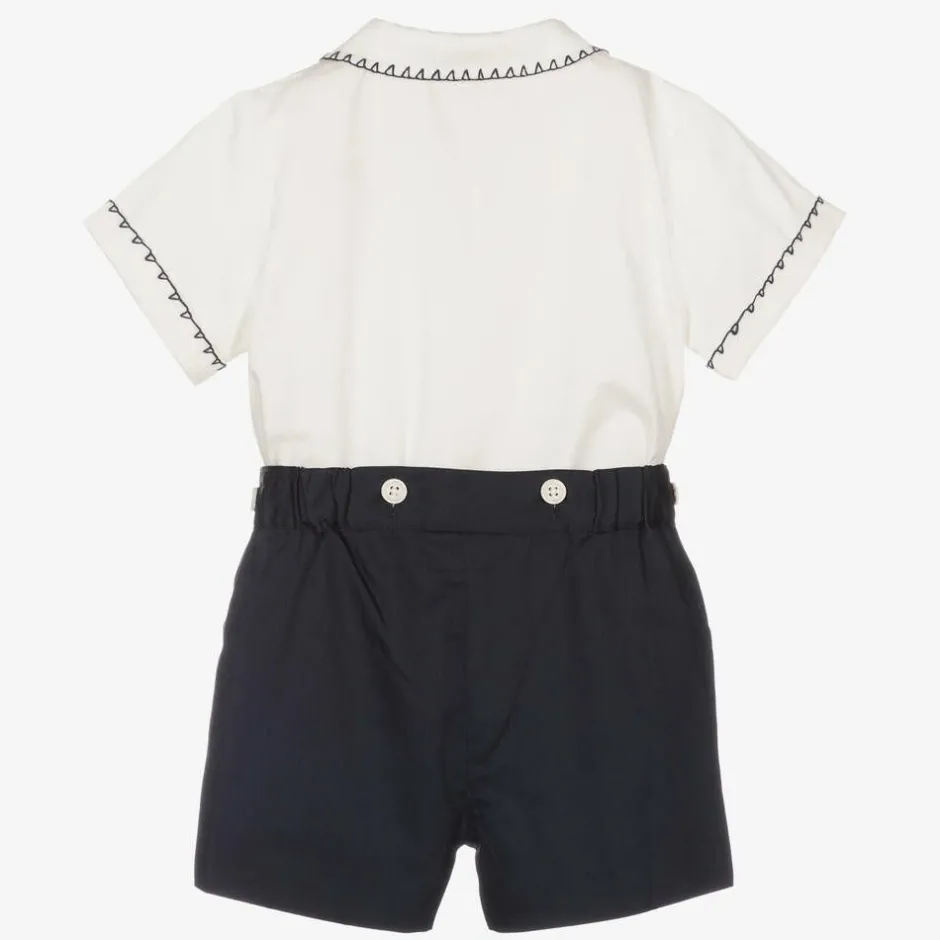 Rachel Riley Baby Boys Navy Blue Smocked Buster Suit Hot