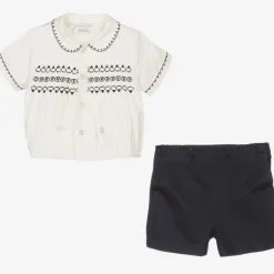 Rachel Riley Baby Boys Navy Blue Smocked Buster Suit Hot