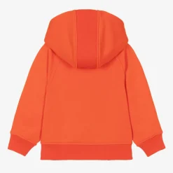 Burberry Baby Boys Orange Cotton Zip-Up Hoodie
