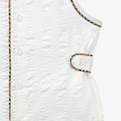 Burberry Baby Boys White Cotton Babysuit Set Outlet