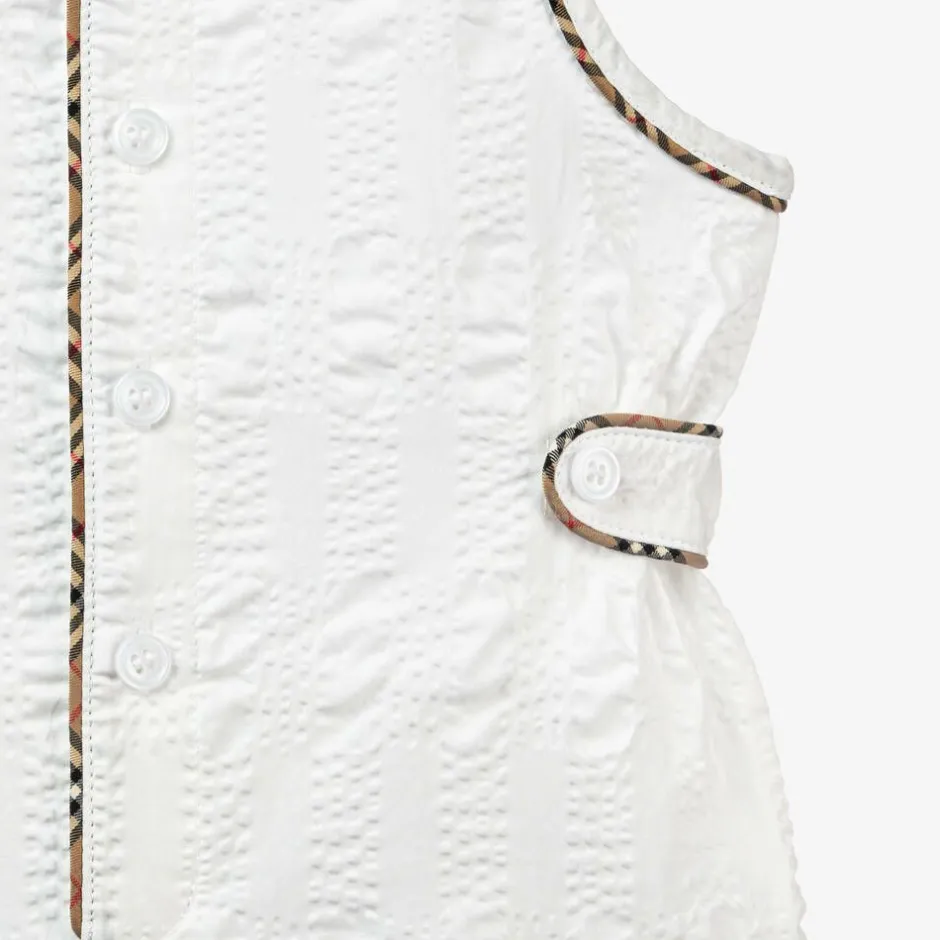 Burberry Baby Boys White Cotton Babysuit Set Outlet