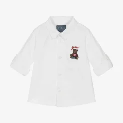Guess Baby Boys White Cotton Bear Shirt Online