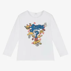 Guess Baby Boys White Cotton Cartoon Logo Top Online