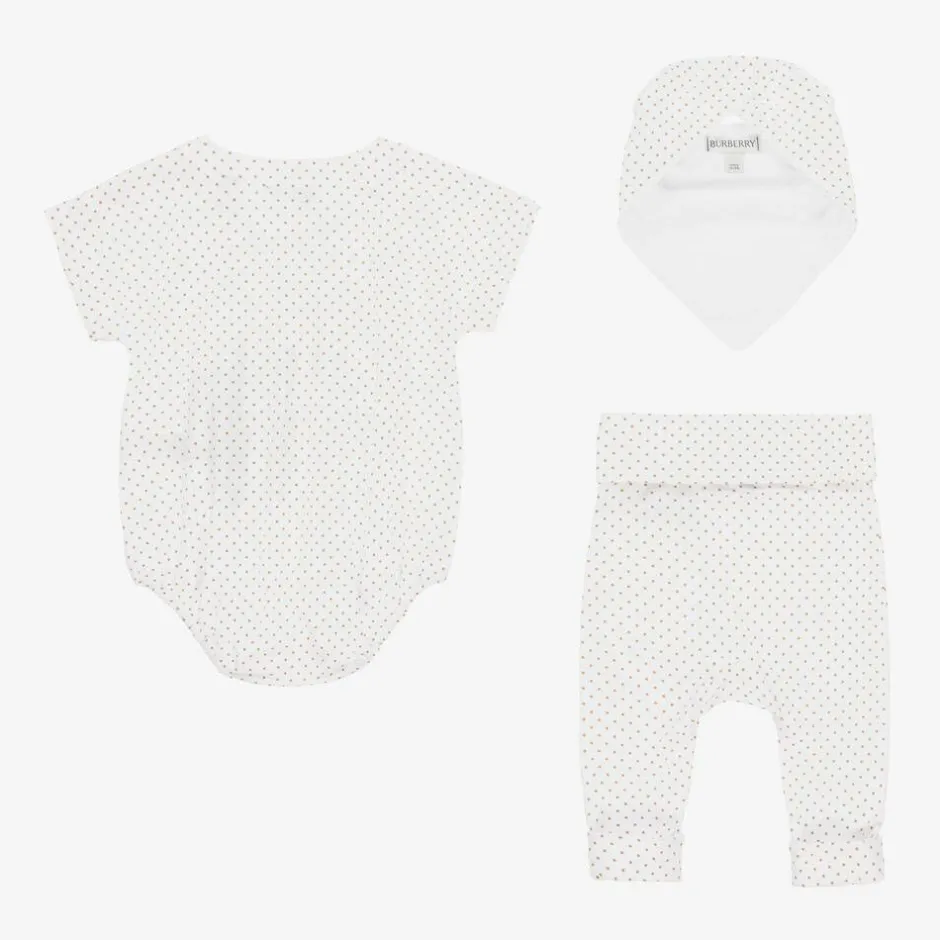 Burberry Baby Boys White Cotton EKD Gift Set Online