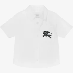 Burberry Baby Boys White Cotton EKD Shirt Clearance