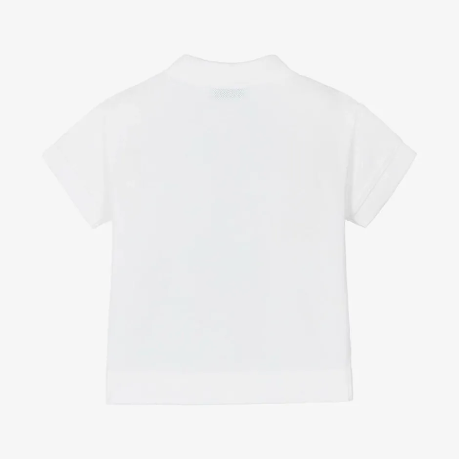 Burberry Baby Boys White Cotton Polo Shirt Outlet