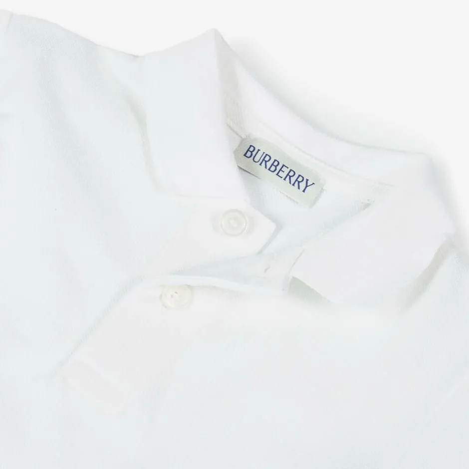 Burberry Baby Boys White Cotton Polo Shirt Outlet