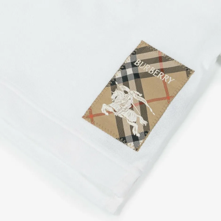 Burberry Baby Boys White Cotton Polo Shirt Outlet