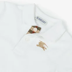 Burberry Baby Boys White Cotton Polo Shirt Clearance