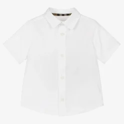 Burberry Baby Boys White Cotton Shirt Discount