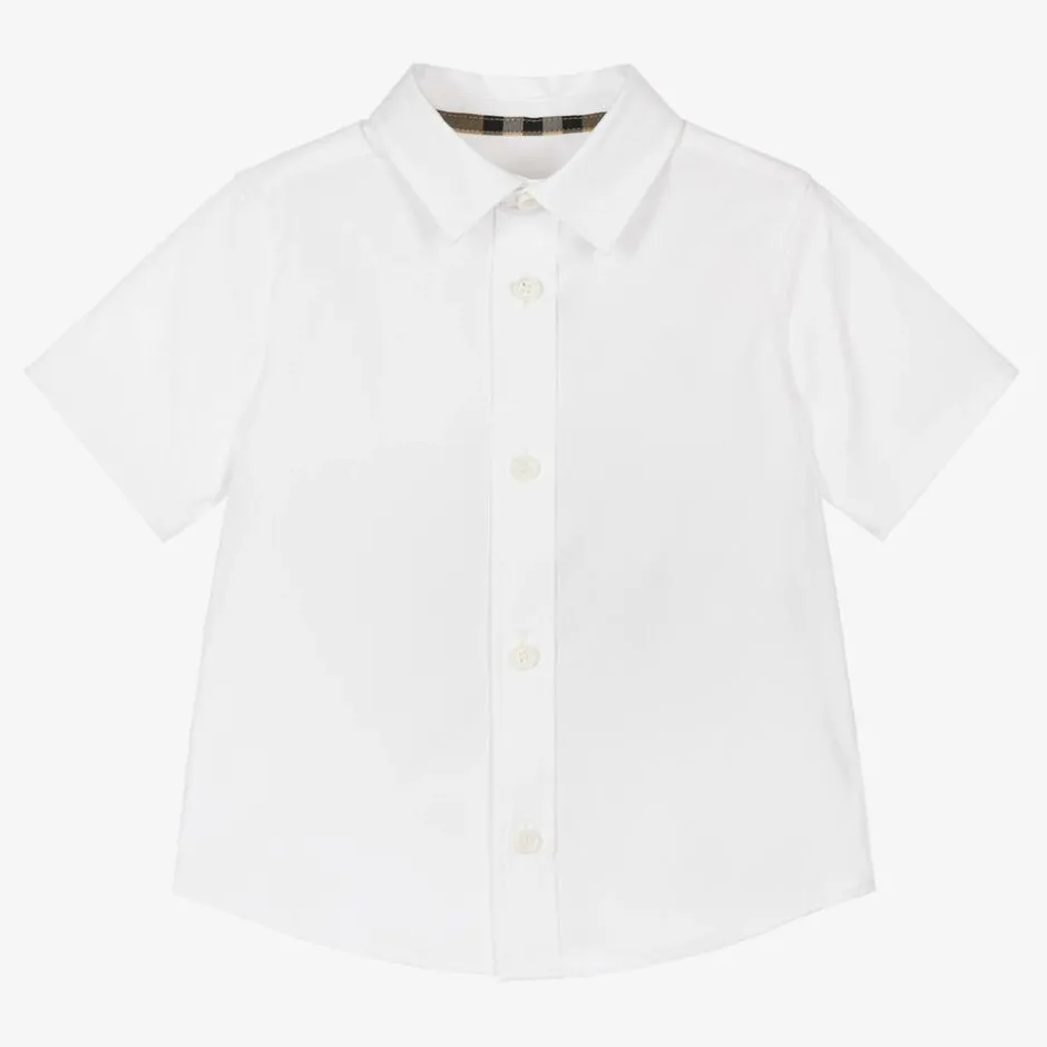 Burberry Baby Boys White Cotton Shirt Discount