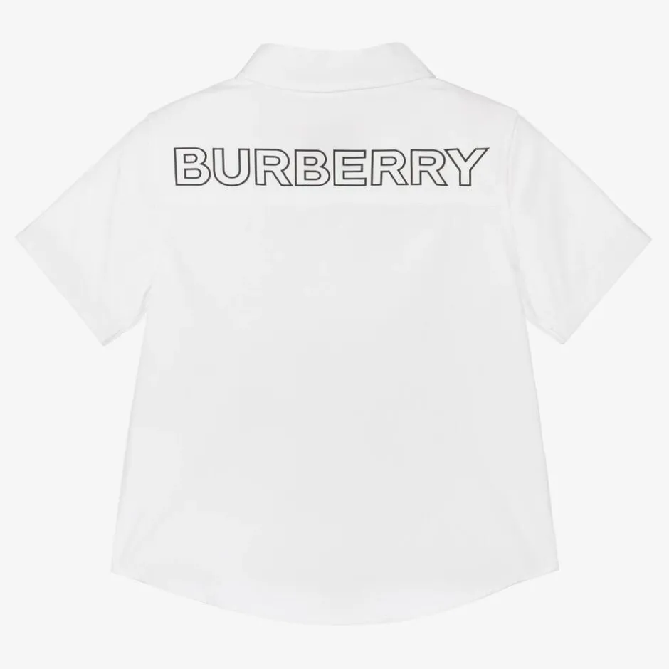 Burberry Baby Boys White Cotton Shirt Discount