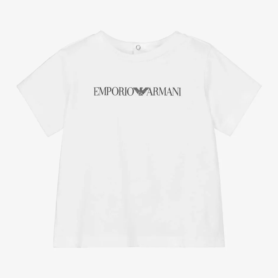 Emporio Armani Baby Boys White Cotton T-Shirt Clearance