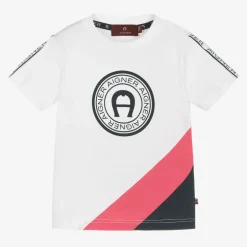 AIGNER Baby Boys White Cotton T-Shirt Outlet