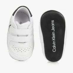 Calvin Klein Baby Boys White Leather Pre-Walkers Clearance