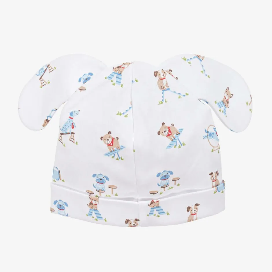 Kissy Kissy Baby Boys White Pima Cotton Playground Pups Hat Sale