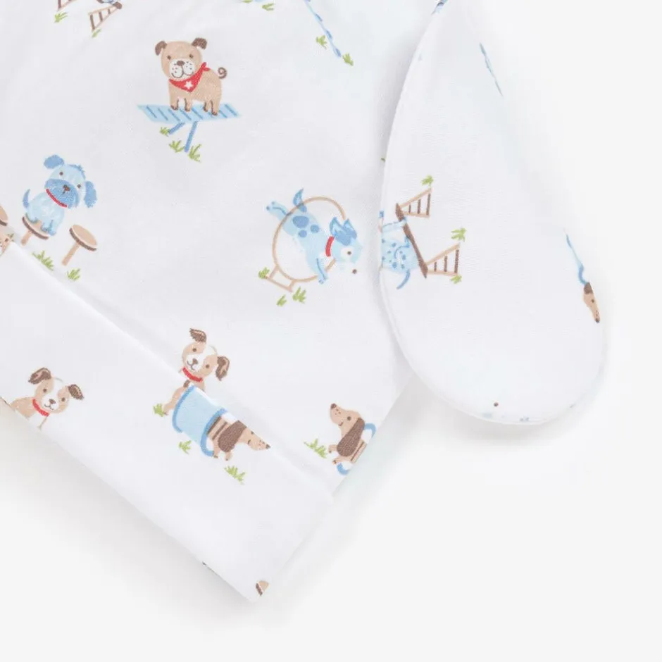 Kissy Kissy Baby Boys White Pima Cotton Playground Pups Hat Sale