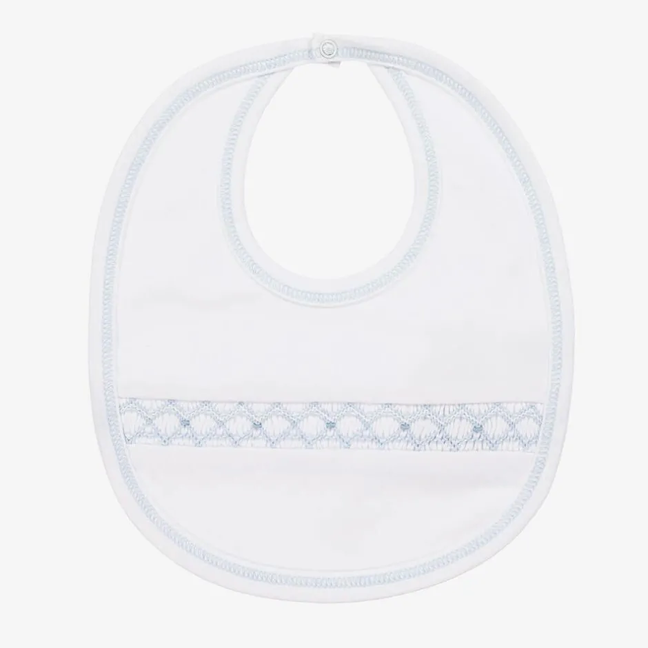 Kissy Kissy Baby Boys White Smocked Pima Cotton Bib Clearance