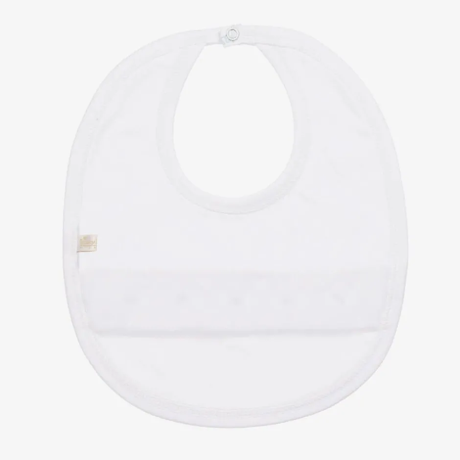 Kissy Kissy Baby Boys White Smocked Pima Cotton Bib Clearance