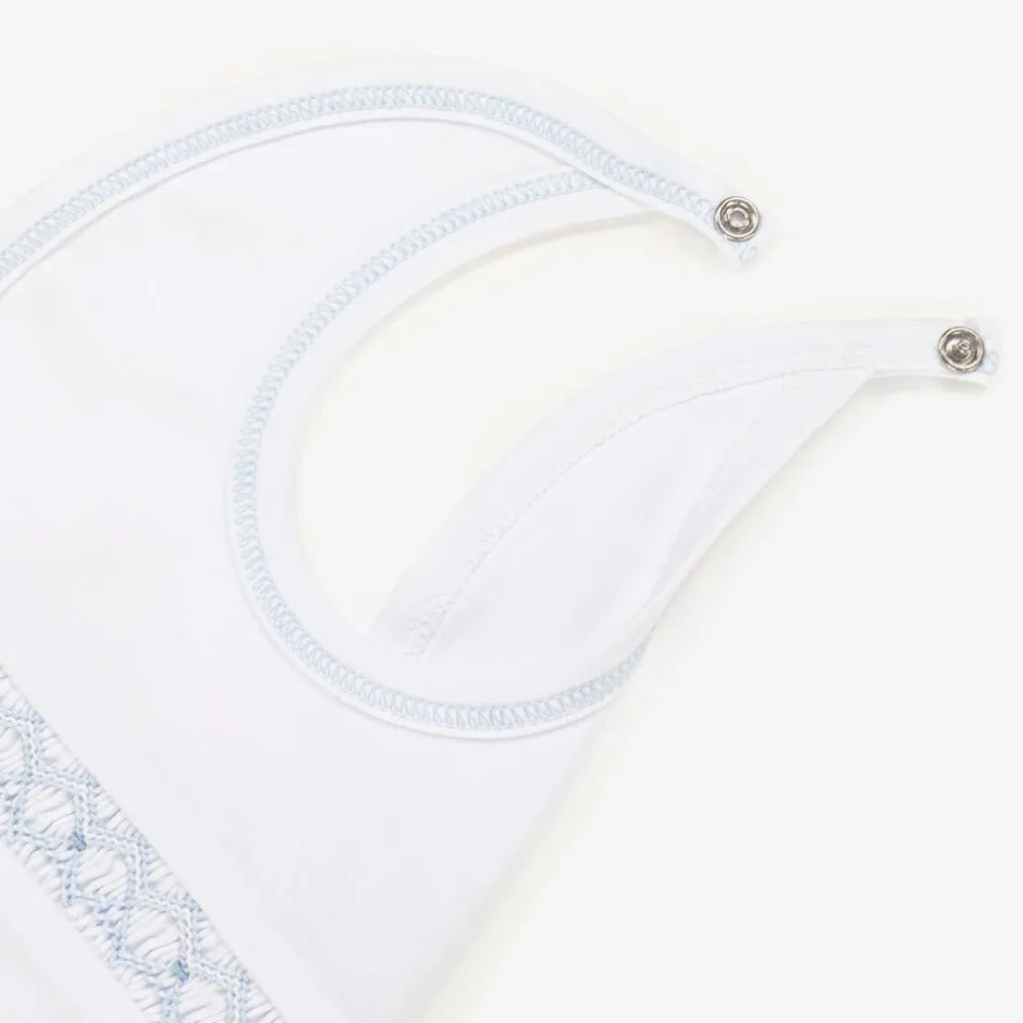 Kissy Kissy Baby Boys White Smocked Pima Cotton Bib Clearance