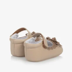 Mayoral Newborn Baby Girls Beige Bow Pre-Walker Shoes New