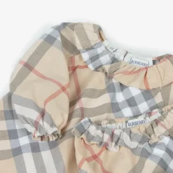 Burberry Baby Girls Beige Check Dress PaleStone