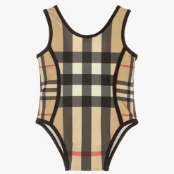 Burberry Baby Girls Beige Check Swimsuit Clearance