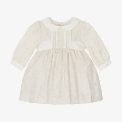 Patachou Baby Girls Beige Cotton Floral Dress Clearance