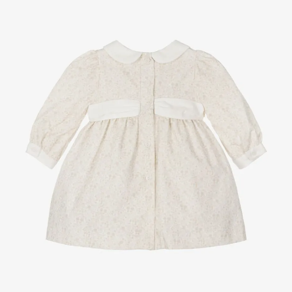 Patachou Baby Girls Beige Cotton Floral Dress Clearance