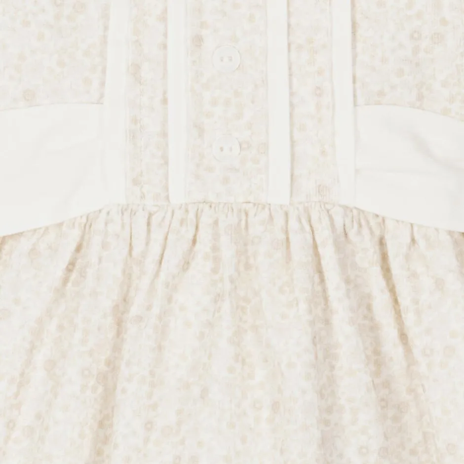 Patachou Baby Girls Beige Cotton Floral Dress Clearance