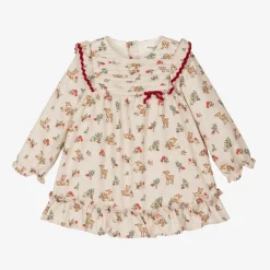 Mayoral Newborn Baby Girls Beige Cotton Woodland Dress New