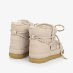 Donsje Baby Girls Beige Faux Fleece & Nubuck Boots