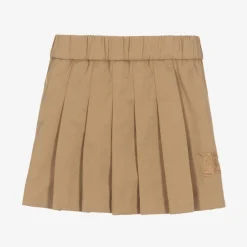 Burberry Baby Girls Beige Pleated Twill Skirt Outlet